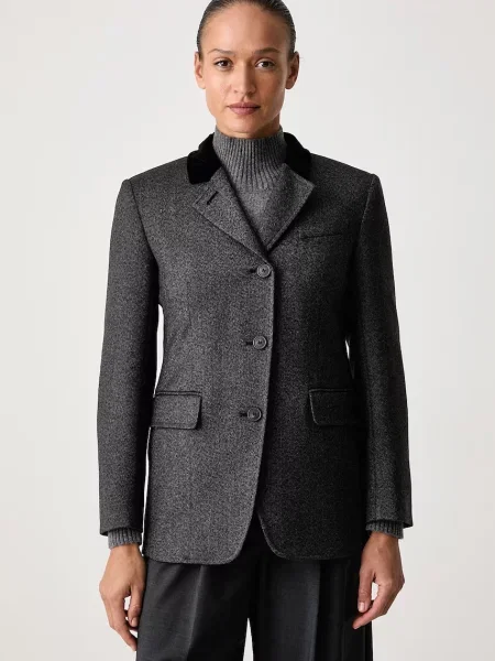 Weekend Max Mara jednořadé sako vlněné WKIMARTORA šedé