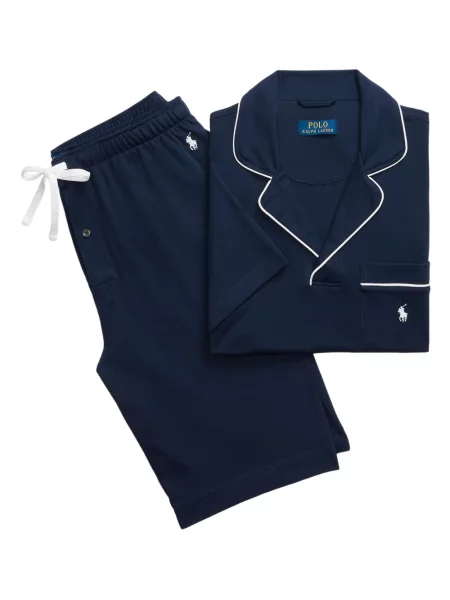 Tricou polo Polo Ralph Lauren cu dungi cu glugă de in albastru
