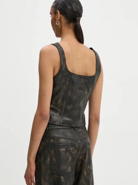 Top Gestuz din piele negru