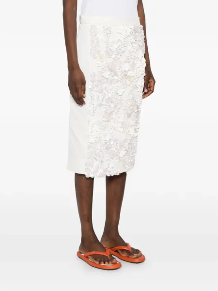 Fustă midi Plan C cu paiete alb