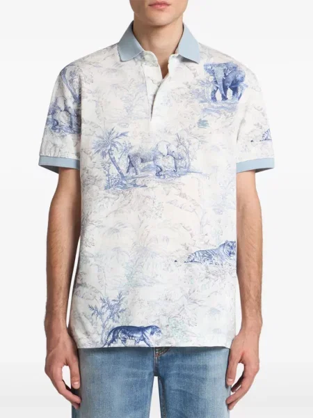 Polo Etro cu imagine safari alb