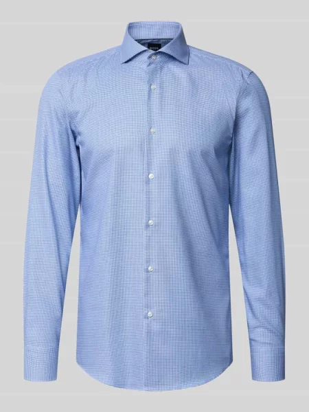 Koszula biznesowa o kroju slim fit z czystej bawełny model Boss niebieska