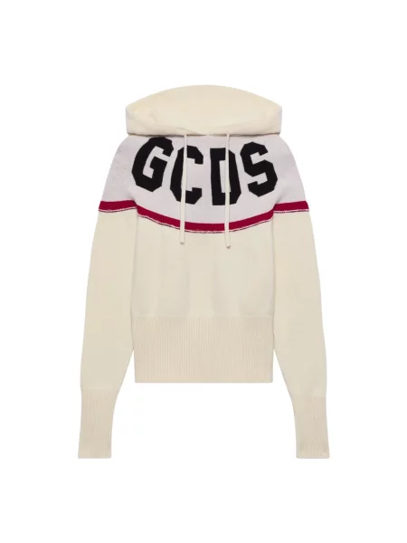Dzianinowy sweter Gcds z logo o skróconej długości biały