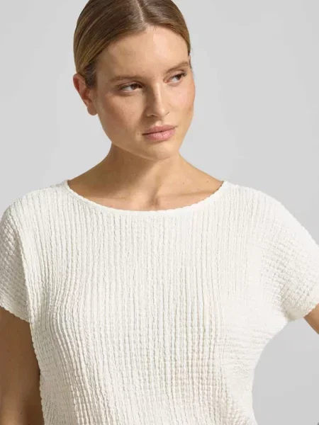 T-shirt o kroju relaxed fit z fakturowanym wzorem S.oliver Red Label biała
