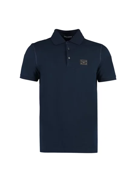 Koszulka polo Dolce And Gabbana z krótkim rękawem niebieska