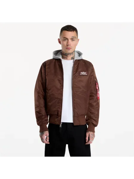 Geacă bomber Alpha Industries cu glugă maro