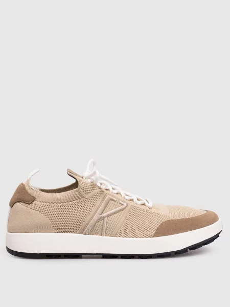 Кросівки з вишивкою монограми Kiton бежеві