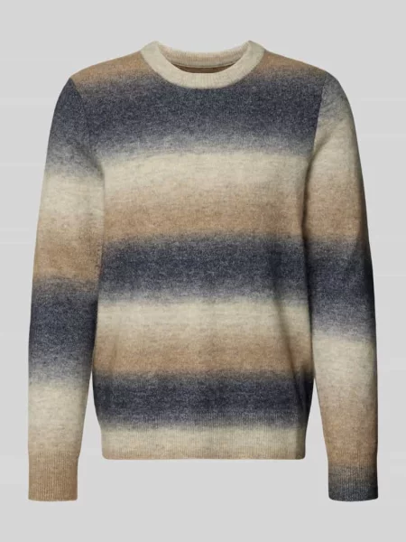 Sweter z dzianiny z okrągłym dekoltem model AIDEN' Samsoe Samsoe beżowy