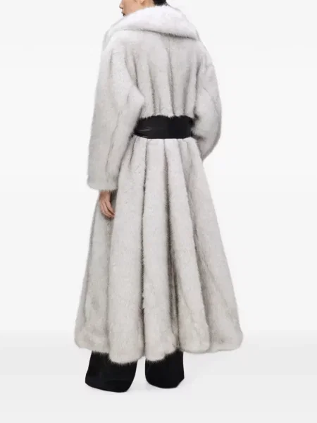 Blană artificială lung palton de blană Karl Lagerfeld alb