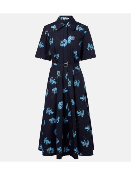 Rochie tip cămașă Emilia Wickstead cu model floral de costum albastru
