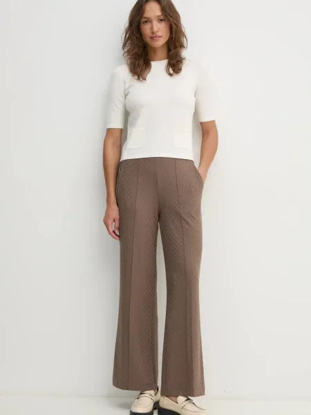 Mos Mosh spodnie szerokie high waist brązowy