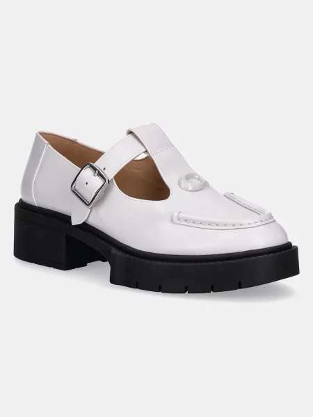 Кожени мокасини Coach Liv с платформа бяло