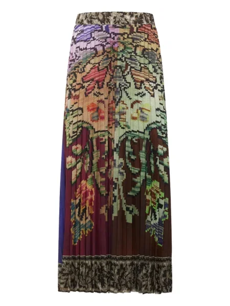 Spódnica plisowana Pierre Louis Mascia w kwiatki z nadrukiem brązowa