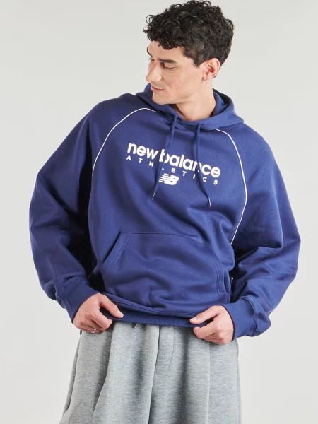 Fleecová mikina s kapucňou New Balance modrá