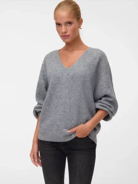 VERO MODA Pulover VMDEMI amestecat gri