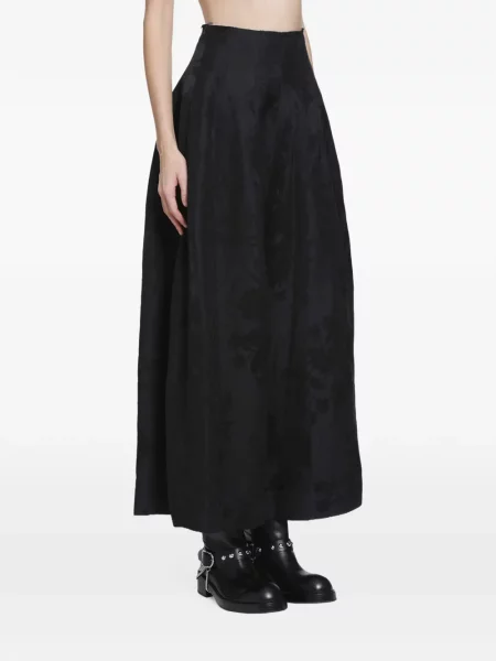 Pantaloni Ya Yi cu model floral din jacard negru