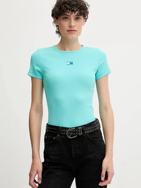 Тениска Tommy Jeans дамска черно