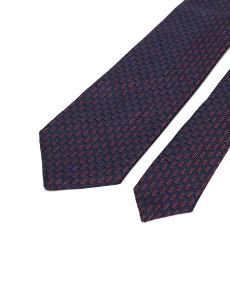 Cravată Kiton de mătase cu imprimeu geometric albastru
