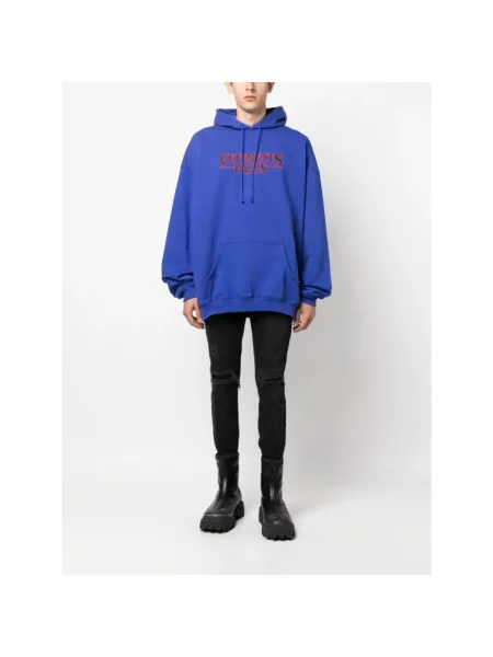 Bluza z kapturem Vetements z kapturem niebieska
