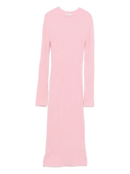Dzianinowa sukienka midi Patrizia Pepe do kolan garniturowa różowa