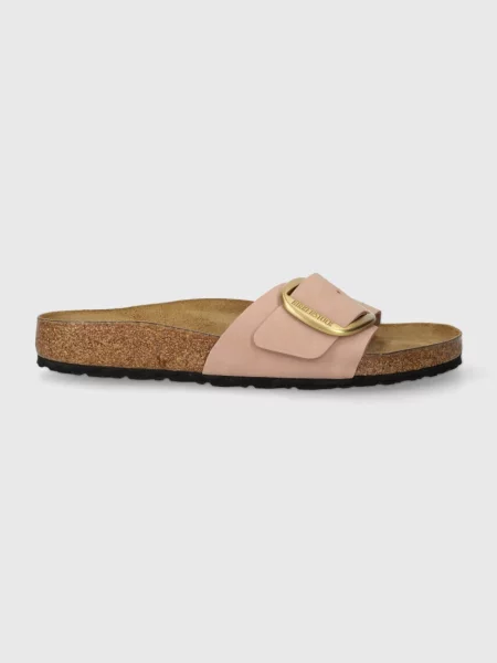 Birkenstock papuci din nubuc Madrid Big Buckle roz