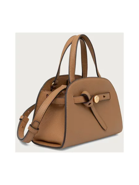 Tory Burch torebka crossbody skórzana Romy Small Bauletto brązowa