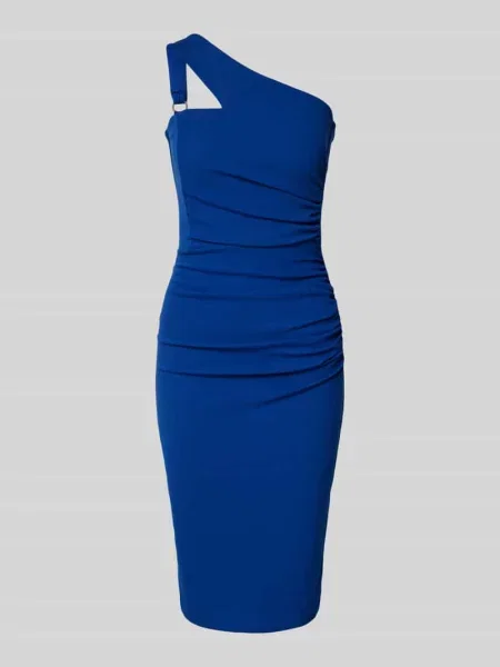 Sukienka koktajlowa o długości do kolan z marszczeniami model ‘AYA’ Sistaglam niebieska