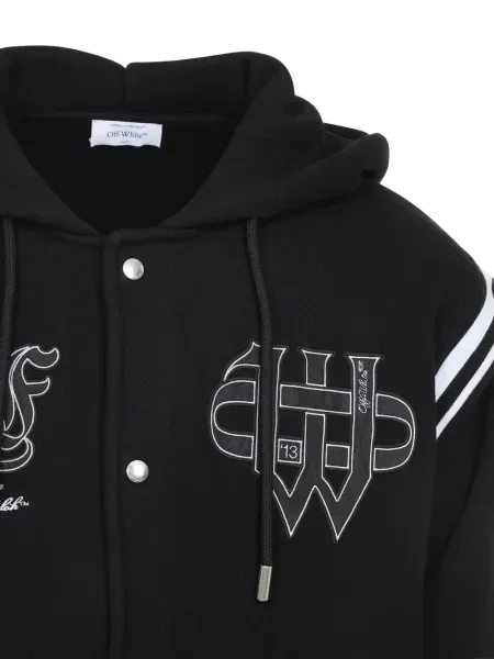 Geacă Off-white cu broderie cu glugă alb