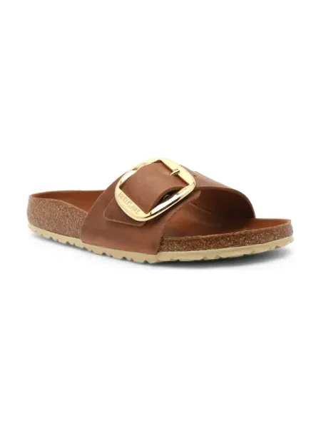 Birkenstock De piele șlapi Madrid Big Buckle LEOI maro