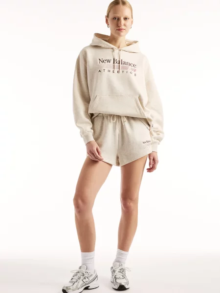 Флисовое худи New Balance бежевое