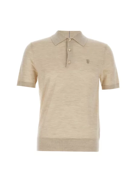 Koszulka polo Burberry wełniana beżowa