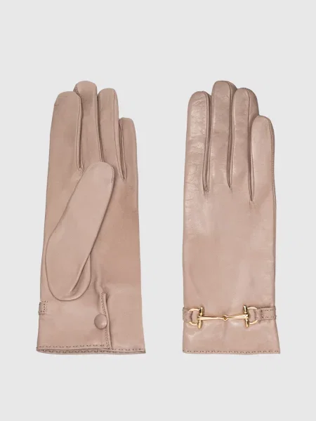 Кожаные перчатки Sermoneta Gloves бежевые