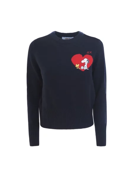 Sweter Sun68 z kaszmiru niebieski