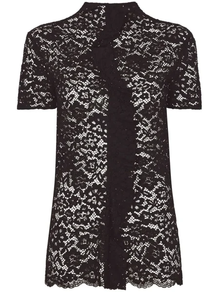 Top Proenza Schouler cu model floral din dantelă scurt negru