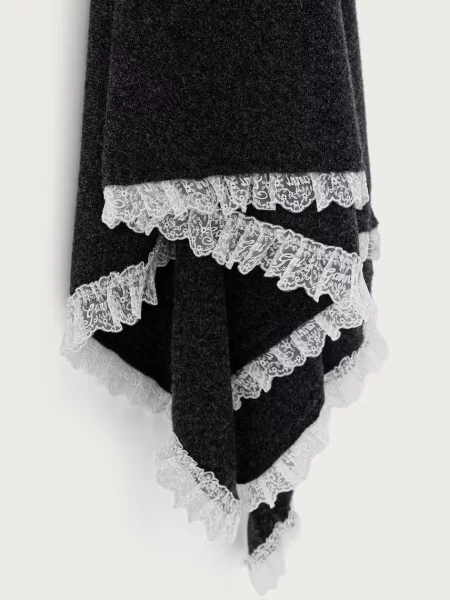 GANNI Triangular Scarf XXL szalik wełniany szara