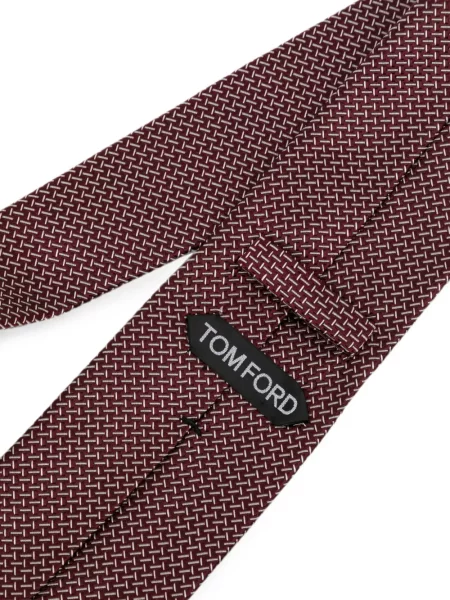 Cravată Tom Ford cu imprimeu geometric roșu