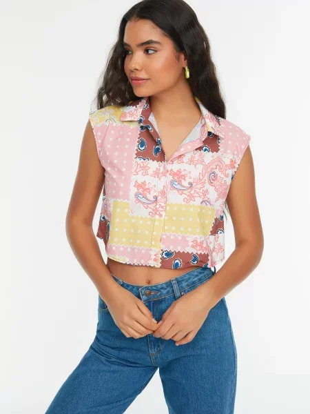 Cămașă Trendyol cu imagine alb