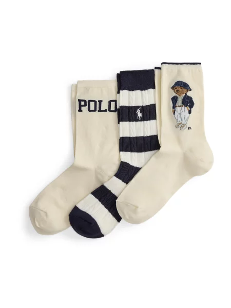 Polo Ralph Lauren Ponožky slonová kost / námořnická modř / světle hnědá / černá béžové