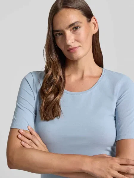 T-shirt o kroju slim fit z czystej bawełny Jake*s Casual błękitna