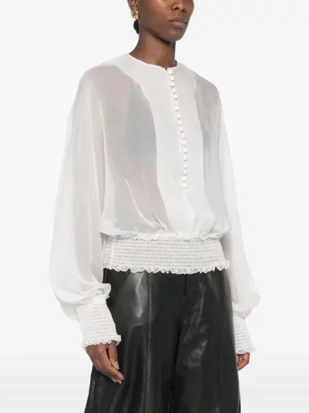 Μεταξωτή μπλούζα Balmain λευκό