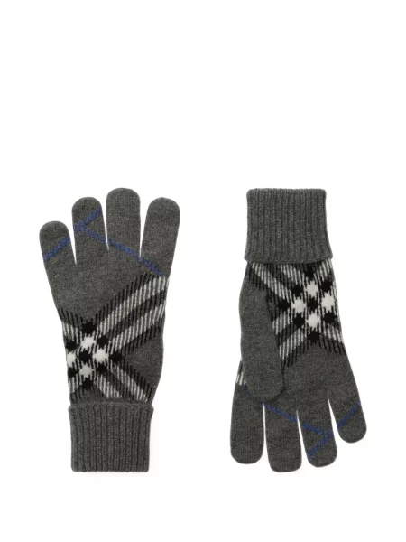Mănuși Burberry din cașmir în carouri gri