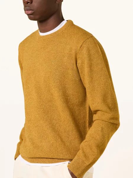 Sweter z mieszanki wełny i jedwabiu z okrągłym dekoltem model TISBURY' Barbour żółty