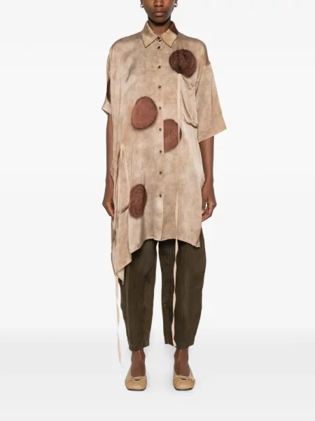 Top Uma Wang w grochy z nadrukiem wiązany