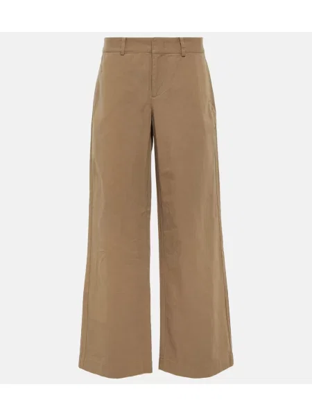 Pantaloni Vince cu talie joasă din țesătură twill bej