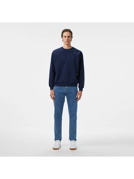 Lacoste Bluza Z Okrągłym Dekoltem Relaxed Fit granatowa