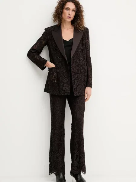 Luisa Spagnoli marynarka dwurzędowa wzorzysta brązowy