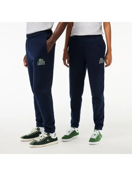 Lacoste Spodnie Dresowe O Zwężanym Kroju Z Nadrukiem granatowy