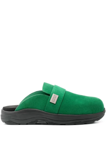 Papuci de casă Suicoke din piele de căprioară verde