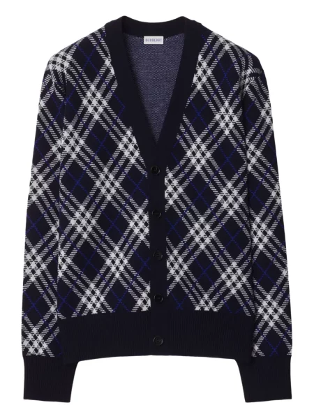 Cardigan Burberry în carouri albastru
