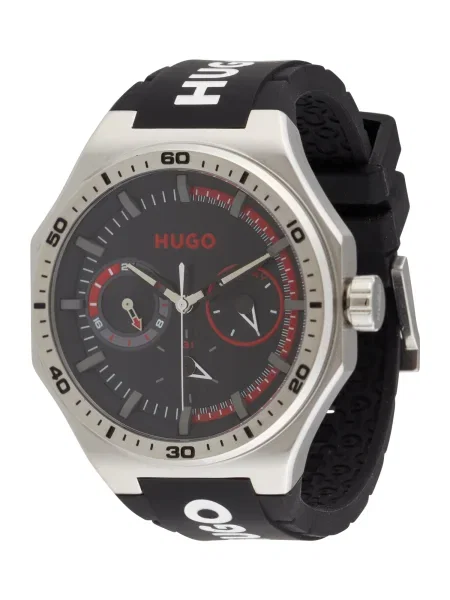 HUGO Ceas analogic #GRAIL negru / argintiu alb